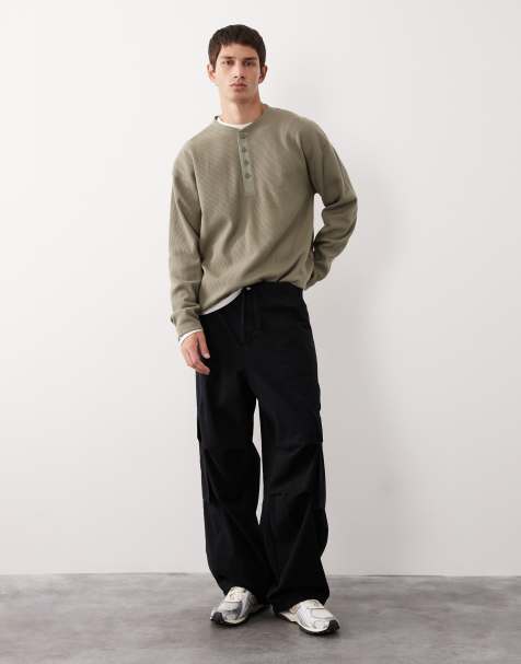 ASOS COLLECTIVE oversized cargos in washed black - BLACK