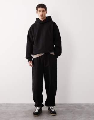 Asos Collective Ac-b-2571 Signature Cuffed Heavyweight Sweatpants In Black