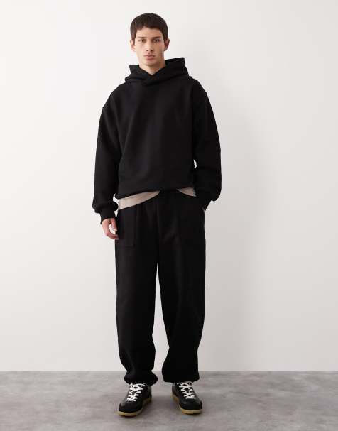 ASOS COLLECTIVE AC-B-2571 signature cuffed super heavyweight jogger in black - view 1
