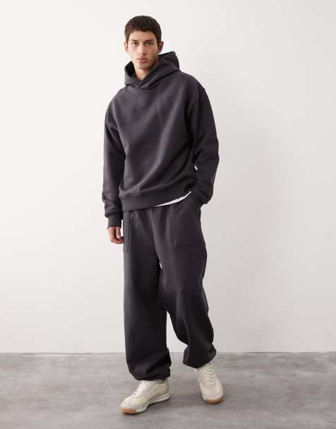 ASOS COLLECTIVE – AC-B-2571 Singnature – Mörkgrå kraftiga joggers med muddar - view 1