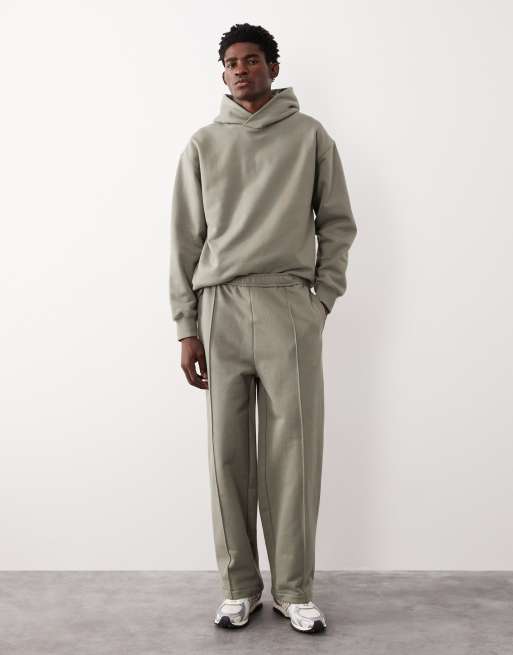 ASOS COLLECTIVE AC-B-2572 - Joggers classici pesanti kaki tenue con fondo fisso 