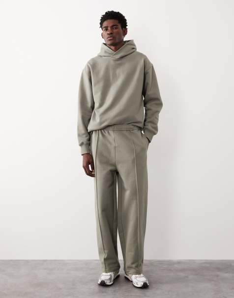 ASOS COLLECTIVE AC-B-2572 - Lyse kakifarvede joggingbukser i kraftigt materiale med særlig fastsyet sømkant - view 1