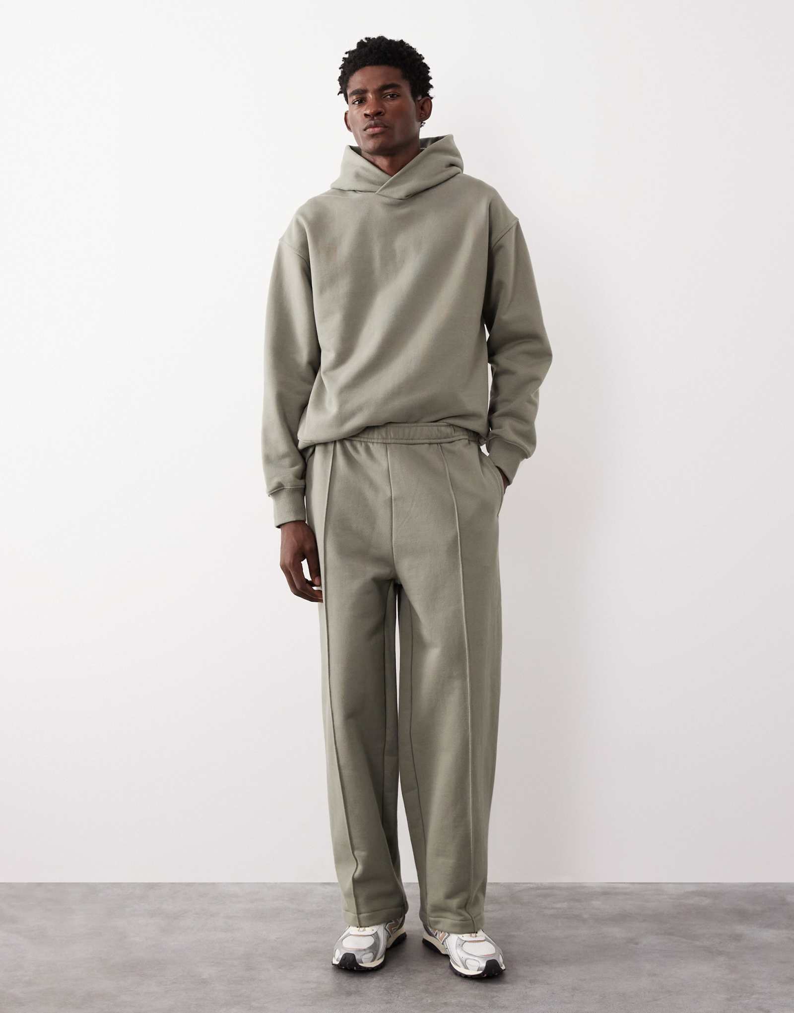 Фирменные спортивные брюки ASOS COLLECTIVE AC-B-2572 с фиксированным низом, цвет бледно-хаки 