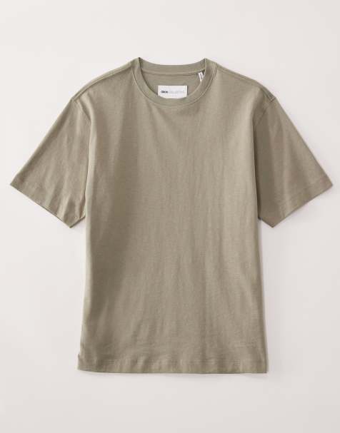 ASOS COLLECTIVE AC-T-251 - Lys kakifarvet T-shirt i kraftigt materiale med særlig pasform - view 1