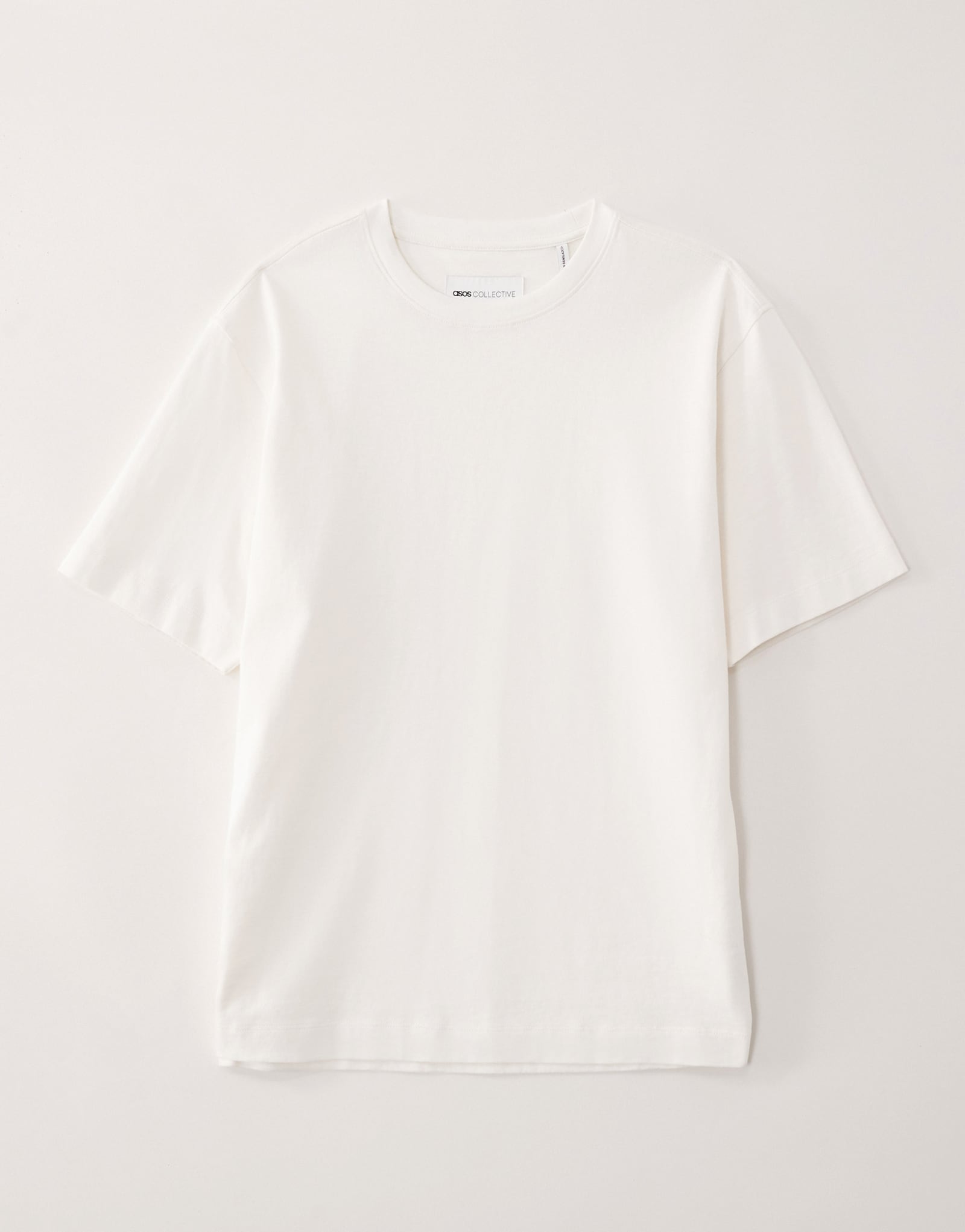 Фирменная футболка ASOS COLLECTIVE AC-T-251 кремового цвета с длинным рукавом в супертяжелом весе