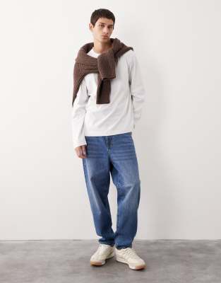Asos Collective Ac-t-251 Signature Fit Heavyweight Long Sleeve T-shirt In White