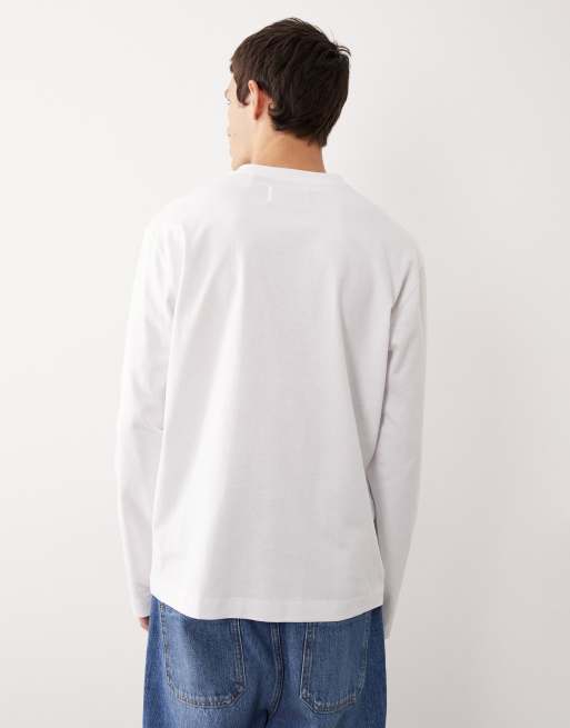 ASOS COLLECTIVE AC-T-251 - T-shirt classica pesante bianca a maniche lunghe, 3 di 7