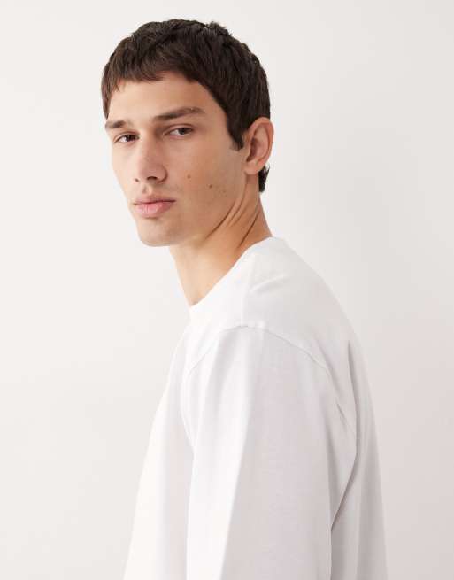 ASOS COLLECTIVE AC-T-251 - T-shirt classica pesante bianca a maniche lunghe, 4 di 7