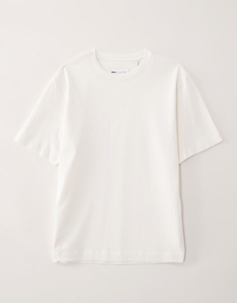 ASOS COLLECTIVE AC-T-251 - Zwaar T-shirt met signature pasvorm en lange mouwen in crème - view 1