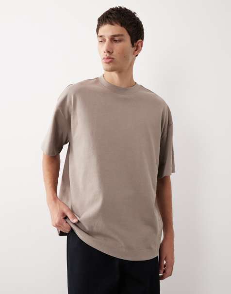 ASOS COLLECTIVE AC-T-253 - Oversized beige T-shirt i ekstra kraftigt materiale - view 1