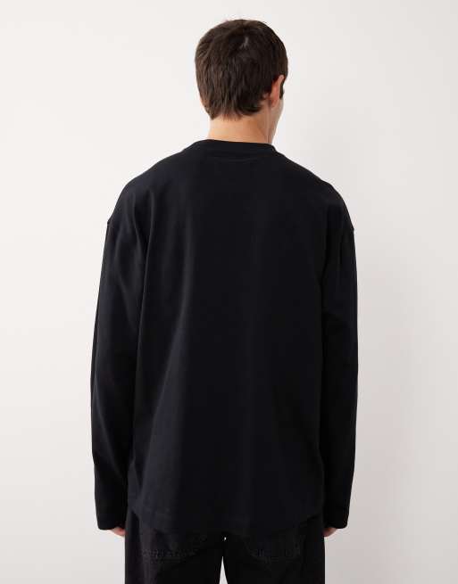 ASOS COLLECTIVE - AC-T-253 - Sort super kraftig oversized t-shirt med lange ærmer, 4 af 7