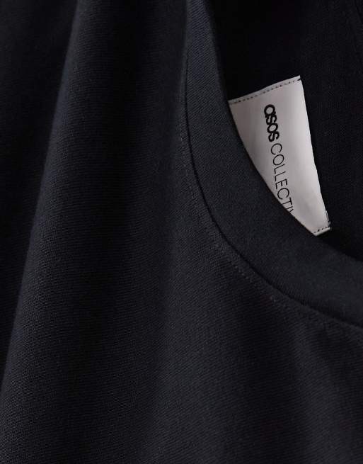 ASOS COLLECTIVE - AC-T-253 - Sort super kraftig oversized t-shirt med lange ærmer, 7 af 7