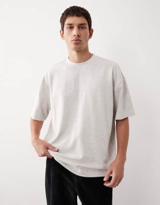ASOS COLLECTIVE ASOS COLLECTIVE AC-T-253 super heavyweight oversized t-shirt in heather marl-White