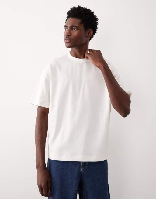 ASOS COLLECTIVE AC-T-253 - T-shirt classica molto pesante oversize color crema