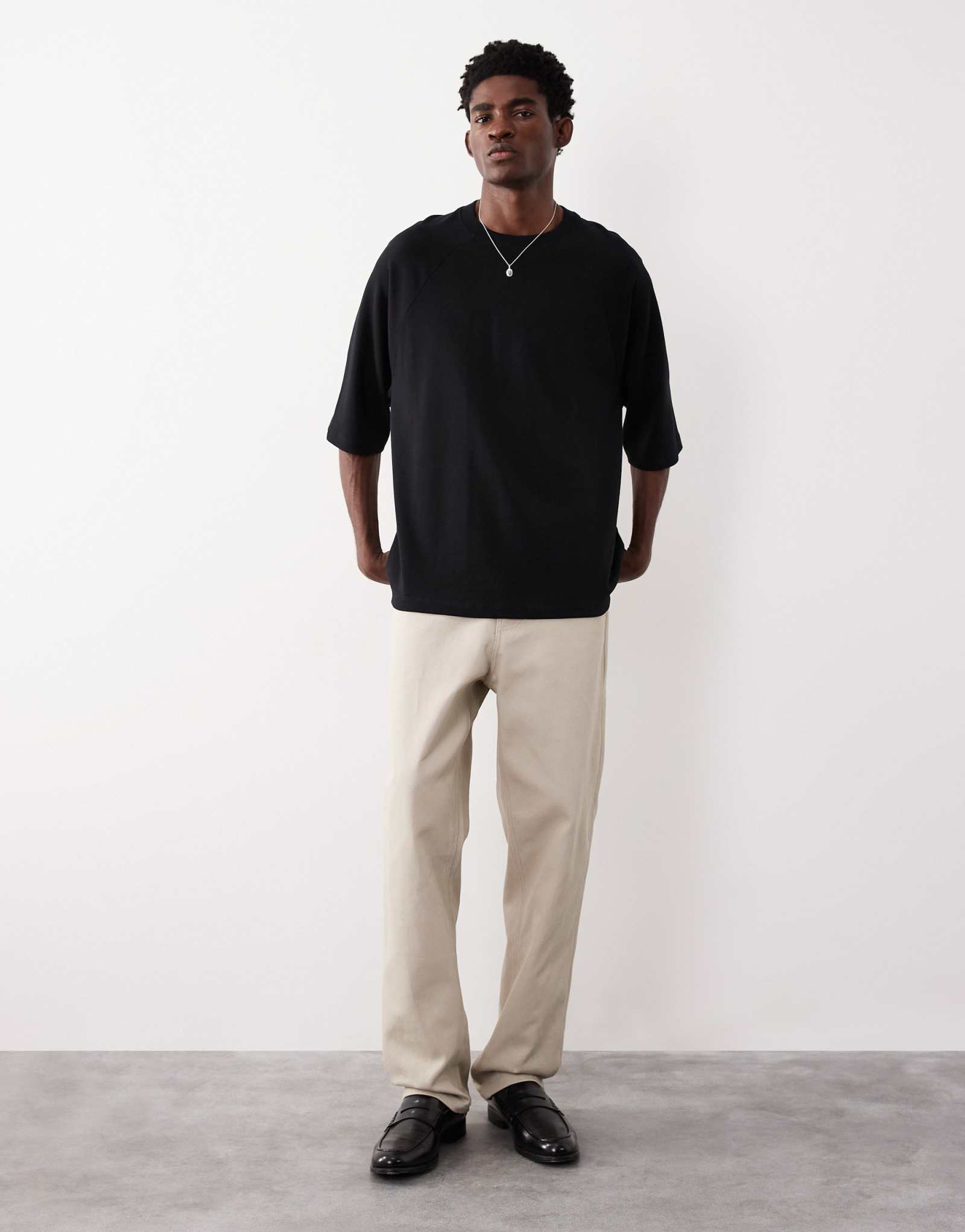 Черная футболка-реглан ASOS COLLECTIVE AC-T-255 interlock super oversize