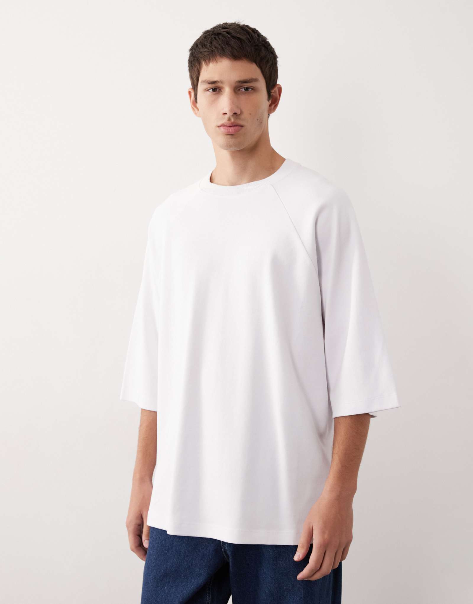 Белая футболка-реглан ASOS COLLECTIVE AC-T-255 interlock super oversize 