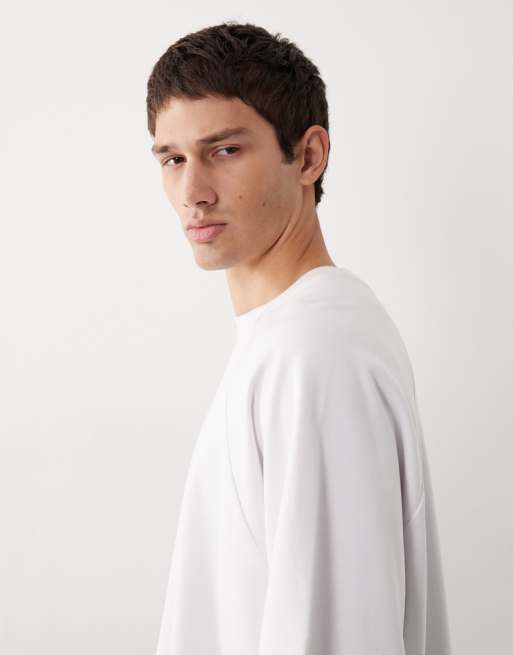 ASOS COLLECTIVE AC-T-255 interlock super oversized raglan T-shirt in white , 4 of 7