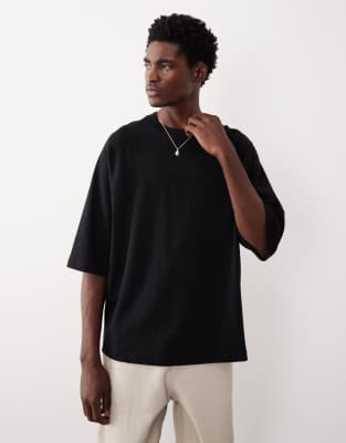AC-T-255 - Super-Oversize-T-Shirt aus Interlock-Stoff in Schwarz mit Raglanärmeln Schwarz XS