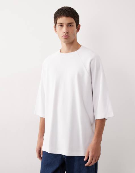 ASOS COLLECTIVE AC-T-255 - Super oversized T-shirt met raglanmouwen en interlock in wit - view 1