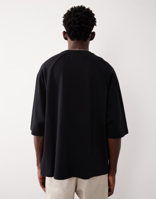 ASOS COLLECTIVE AC-T-255 - T-shirt ultra-oversize en maille interlock et manches raglan - Noir, 3 de 5
