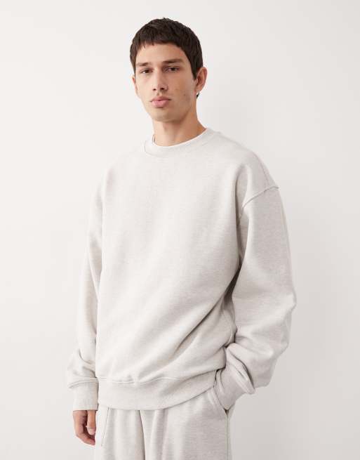 ASOS COLLECTIVE AC-T-2571 - Beigemeleret sweatshirt i ekstra kraftigt materiale med rund hals og særlig pasform