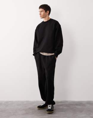 Asos Collective Ac-t-2571 Signature Fit Crew Neck Heavyweight Sweatshirt In Black