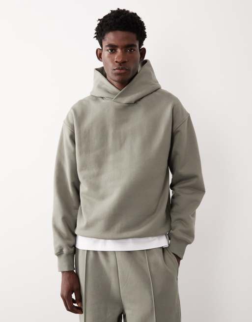 ASOS COLLECTIVE AC-T-2572 - Felpa con cappuccio classica pesante kaki pallido