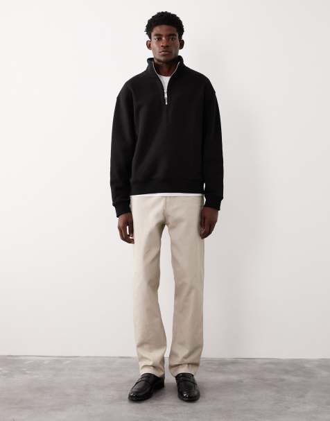 ASOS COLLECTIVE AC-T-2573 signature fit super heavyweight quarter-zip funnel sweatshirt in black - view 1