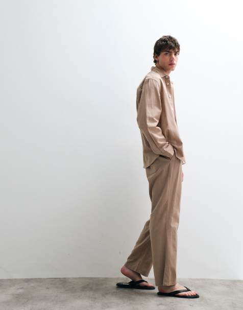 ASOS COLLECTIVE – Beige set i bomull och linne - view 1