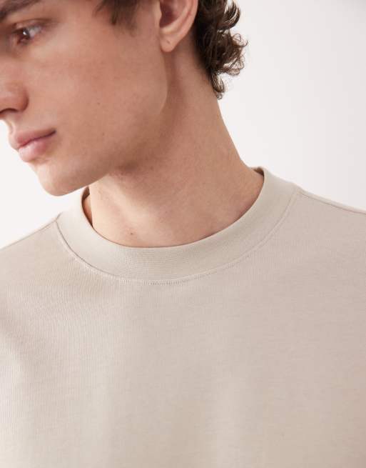 ASOS COLLECTIVE - Beige T-shirt i superkraftigt stof, 2 af 6