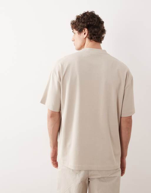 ASOS COLLECTIVE - Beige T-shirt i superkraftigt stof, 4 af 6