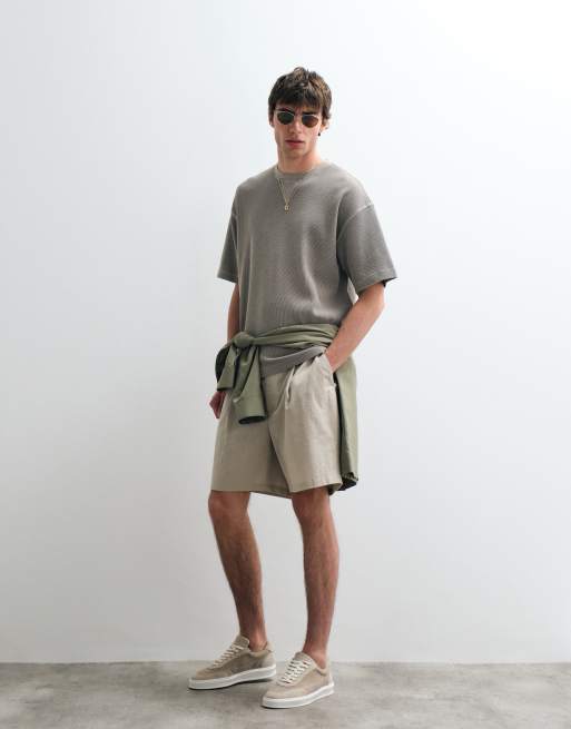 ASOS COLLECTIVE – Blekgrå, kraftig, våfflad t-shirt i oversize, 2 av 5