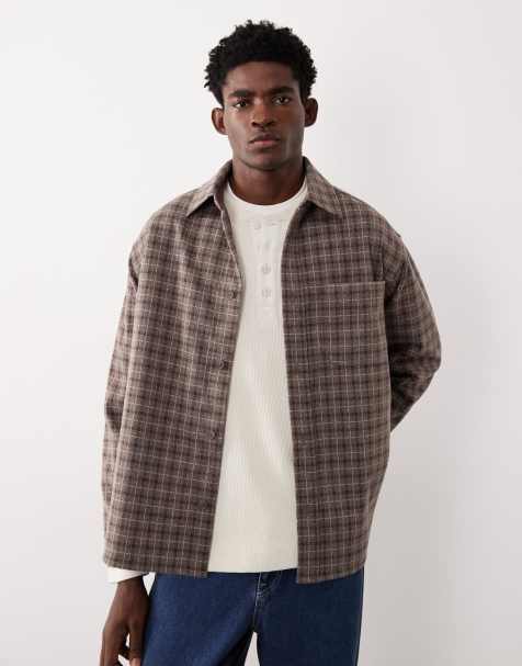 ASOS COLLECTIVE – Braun karierte Oversize-Hemdjacke - view 1