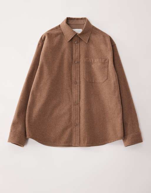 ASOS COLLECTIVE – Brązowa koszula oversize z mieszanki wełny , 6 z 7