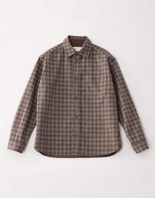 ASOS COLLECTIVE – Brązowa koszula wierzchnia oversize w kratę, 6 z 7