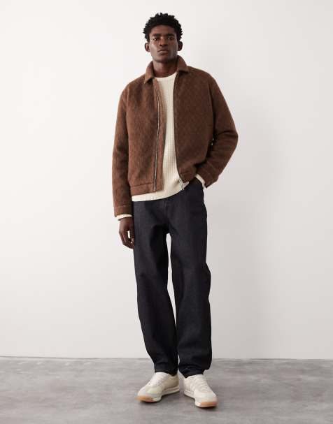 ASOS COLLECTIVE – Brązowa kurtka Harrington o fasonie oversize z mieszanki wełny - view 1