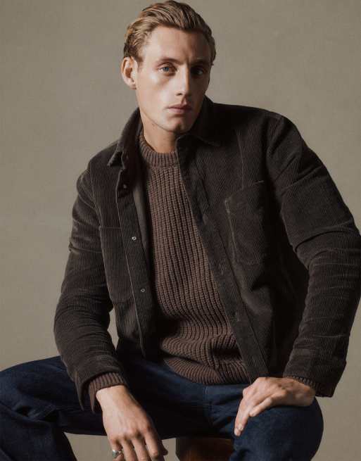 ASOS COLLECTIVE – Brązowa sztruksowa gruba koszula o luźnym kroju, część zestawu 