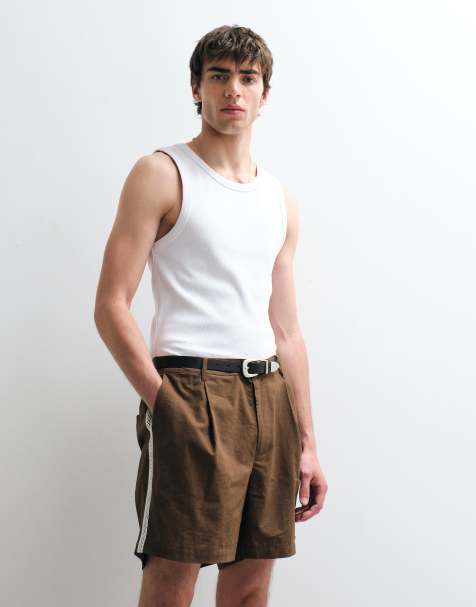 ASOS COLLECTIVE – Brązowe szorty z tkaniny bawełnianej z domieszką lnu - view 1