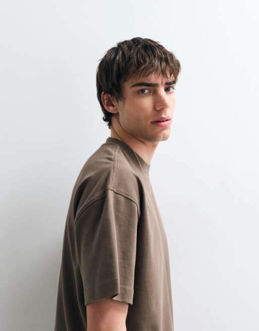 ASOS COLLECTIVE - Brun oversized T-shirt i superkraftigt stof, 4 af 5