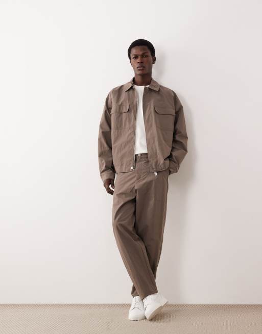 ASOS COLLECTIVE – Brun skjortjacka i bomull och nylon, del av set, 2 av 6