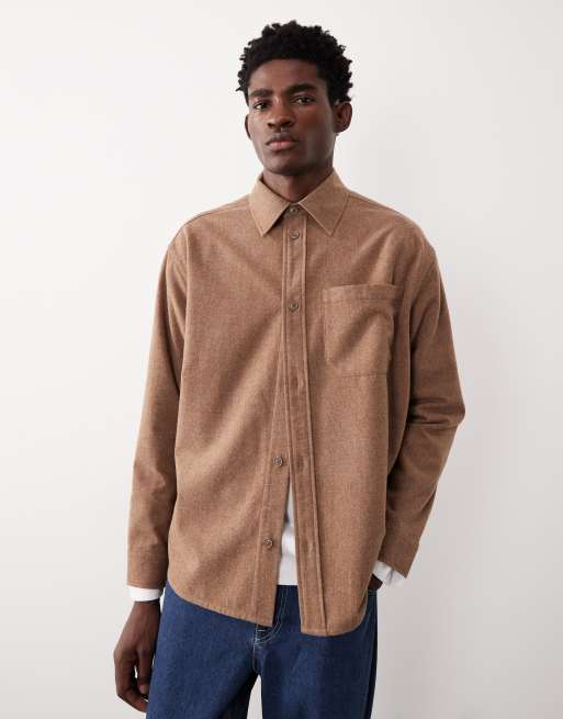 ASOS COLLECTIVE - Camicia giacca marrone in misto lana 