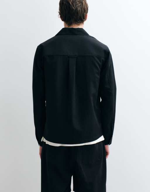 ASOS COLLECTIVE - Camisa negra utilitaria holgada de manga larga, 4 de 5