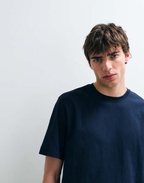 ASOS COLLECTIVE - Camiseta azul marino de tejido muy grueso - view 1