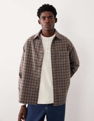 Asos Collective Check Overshirt In Brown
