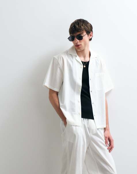 ASOS COLLECTIVE - Chemise décontractée d'ensemble en coton et lin - Crème - view 1