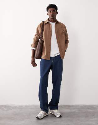 ASOS COLLECTIVE - Chemise oversize en laine mélangée - Marron-Brown