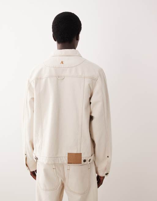 ASOS COLLECTIVE classic fit denim jacket in raw ecru (part of a set) , 2 of 6