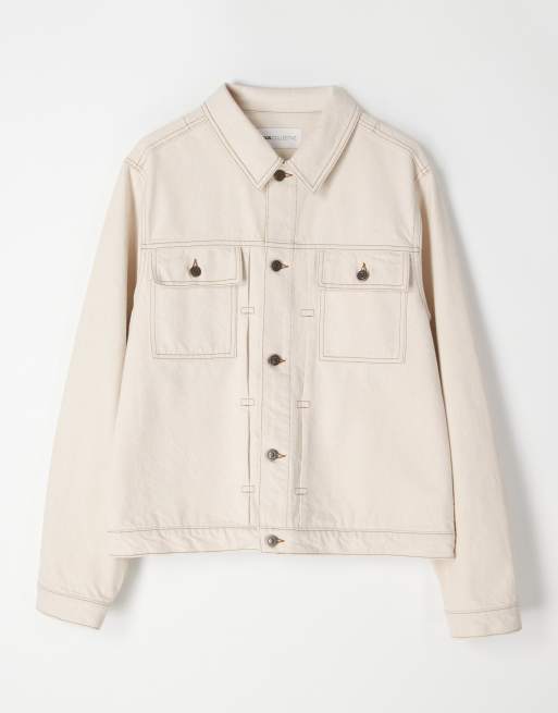 ASOS COLLECTIVE classic fit denim jacket in raw ecru (part of a set) , 5 of 6