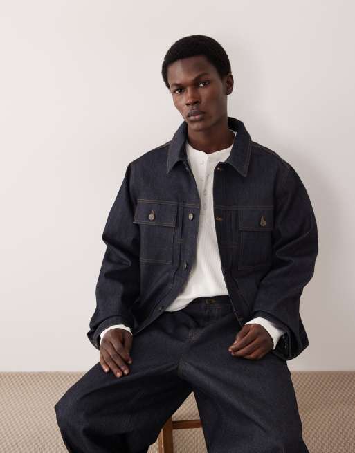 ASOS COLLECTIVE co-ord classic fit denim jacket in raw indigo, 2 of 7