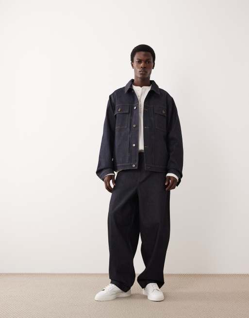ASOS COLLECTIVE co-ord classic fit denim jacket in raw indigo, 3 of 7